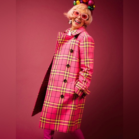 NWT Boden Cheltenham Trench Coat Pink Neon Check US 10 / UK 14P - Picture 16 of 16